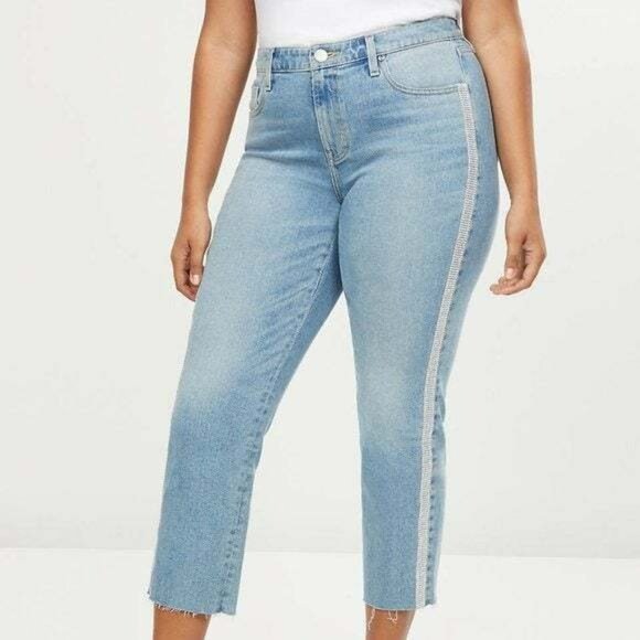 NWT Lane Bryant Womens Rhinestone Bedazzled Cropped Straight Flex Magic Jeans 26 - Picture 6 of 9